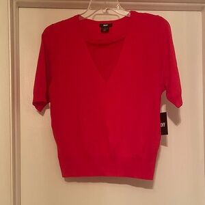 DKNY Bold Red Short Sleeve Top